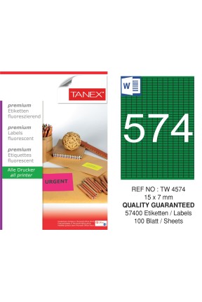 Tanex Tw-4574 15x7 mm Yeşil Floresan Laser Etiket 100 Lü 