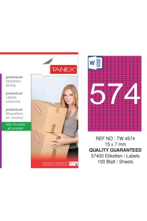 Tanex TW-4574 15x7mm Pembe Pastel Laser Etiket 100 Lü 