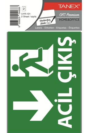 Tanex Uyr-101 Acil Çıkış Etiketi 2 Li Paket
