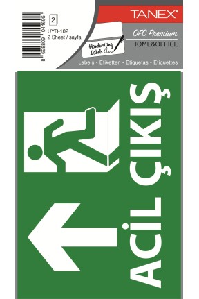 Tanex Uyr-102 Acil Çıkış Etiketi 2 Li Paket