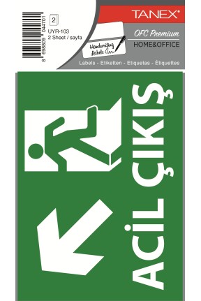 Tanex Uyr-103 Acil Çıkış Etiketi 2 Li Paket