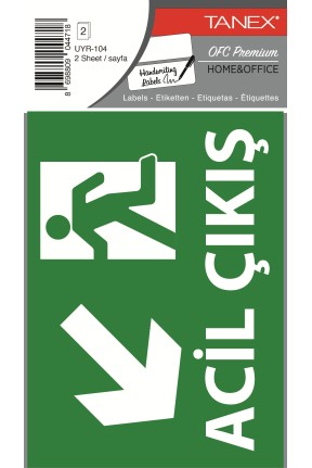 Tanex Uyr-104 Acil Çıkış Etiketi 2 Li Paket