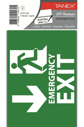 Tanex Uyr-105 Acil Çıkış Etiketi 2 Li Paket