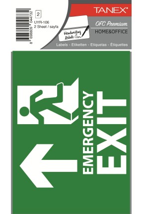 Tanex Uyr-106 Acil Çıkış Etiketi 2 Li Paket
