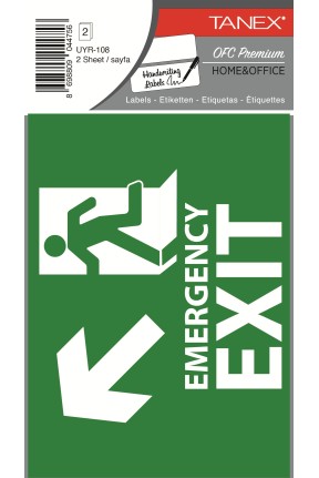 Tanex Uyr-108 Acil Çıkış Etiketi 2 Li Paket