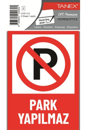 Tanex Uyr-113 Park Yapılmaz Uyarı Etiketi 2 Li Paket