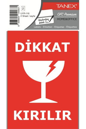 Tanex Uyr-116 Dikkat Kırılır Uyarı Etiketi 2 Li Paket