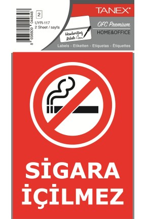 Tanex Uyr-117 Sigara İçilmez Uyarı Etiketi 2 Li Paket