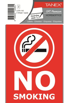 Tanex Uyr-118 No Smoking Uyarı Etiketi 2 Li Paket