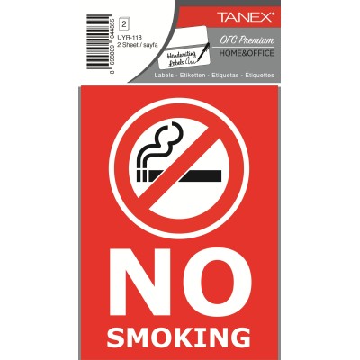 Tanex Uyr-118 No Smoking Uyarı Etiketi 2 Li Paket