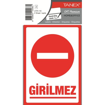 Tanex Uyr-119 Girilmez Uyarı Etiketi 2 Li Paket