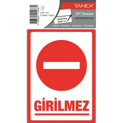 Tanex Uyr-119 Girilmez Uyarı Etiketi 2 Li Paket Tanex Uyr-119 Girilmez Uyarı Etiketi 2 Li Paket