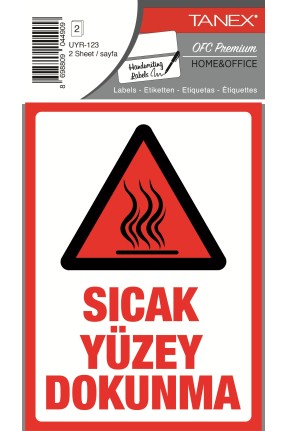 Tanex Uyr-123 Sicak Yüzey Uyarı Etiketi 2 Li Paket