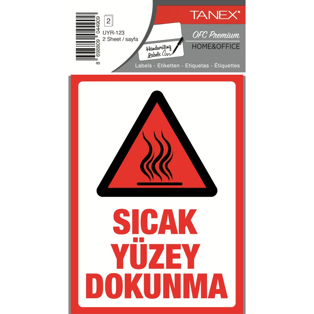 Tanex Uyr-123 Sicak Yüzey Uyarı Etiketi 2 Li Paket