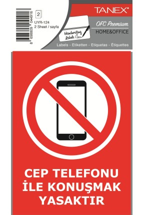 Tanex Uyr-124 Cep Telefonu İkaz Uyarı Etiketi 2 Li Paket