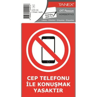 Tanex Uyr-124 Cep Telefonu İkaz Uyarı Etiketi 2 Li Paket Tanex Uyr-124 Cep Telefonu İkaz Uyarı Etiketi 2 Li Paket