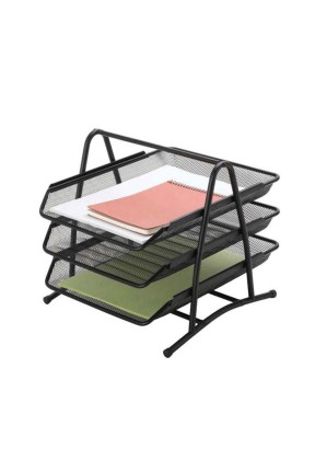 Temat Evrak Rafı 3 Lü Siyah