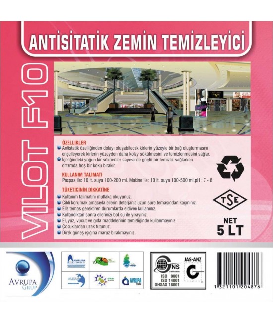 VILOT F10 Anti Statik Zemin Temizleme Ürünü 5 Litre