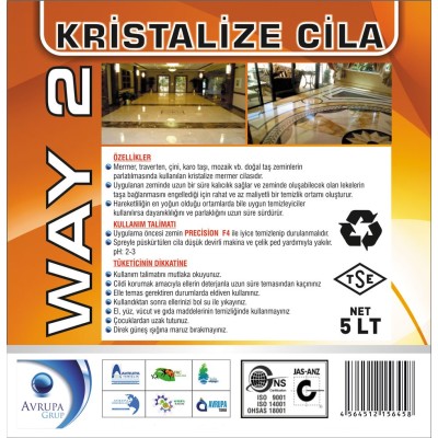 WAY 2 Sıvı Kristalizasyon Cilası 5 Litre WAY 2 Sıvı Kristalizasyon Cilası 5 Litre