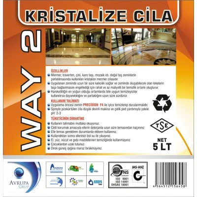 WAY 2 Sıvı Kristalizasyon Cilası 5 Litre WAY 2 Sıvı Kristalizasyon Cilası 5 Litre